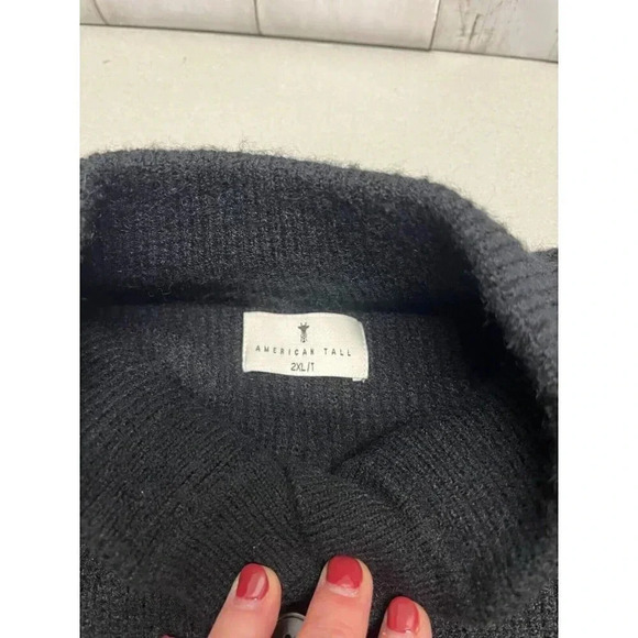AMERICAN TALL MENS SIZE 2XL BLACK MOCK BUTTON NECK SWEATER NWT - Picture 4 of 12
